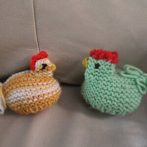 Handmade Knitted Chickens set of 2